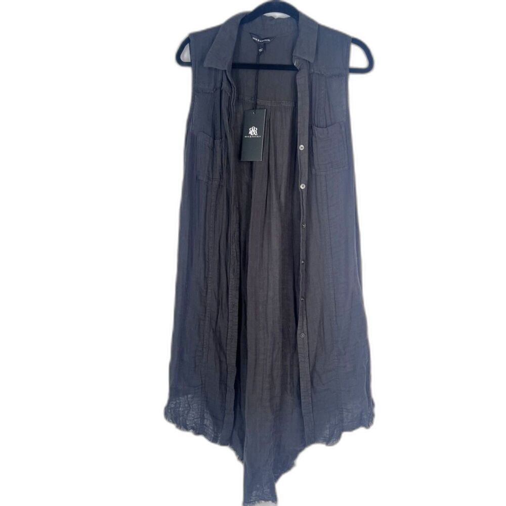 Rock & Republic NWT Sleeveless Dark Gray Cotton Cardigan/Dress Size Small
